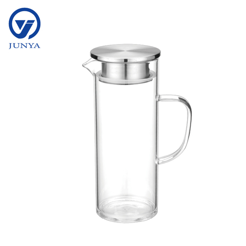 Large High-Borosilicate Glass Jug with Stainless Steel Lid