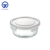 Round Glass Food Container with Four Lock Plastic+Iron Lid