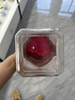Glass Storage Jar with Red Plastic Lid Square Shape