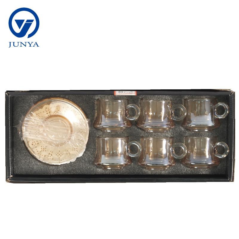 Glass Black Tea Mug Gift Set with Amber Color