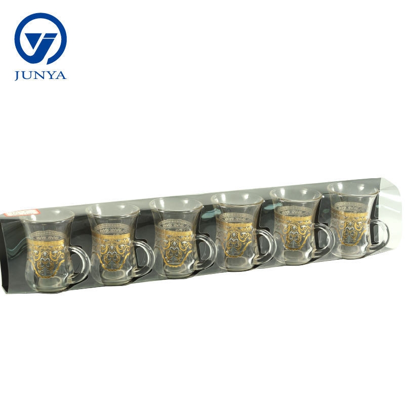 Delicate Glass Black Tea Mug Gift Set with Unique Design Pattern