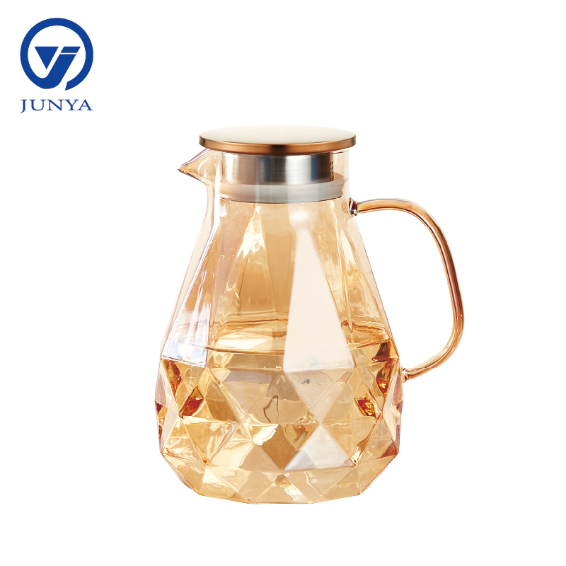 High-Borosilicate Glass Spot Pattern Water Jug with Electroplating