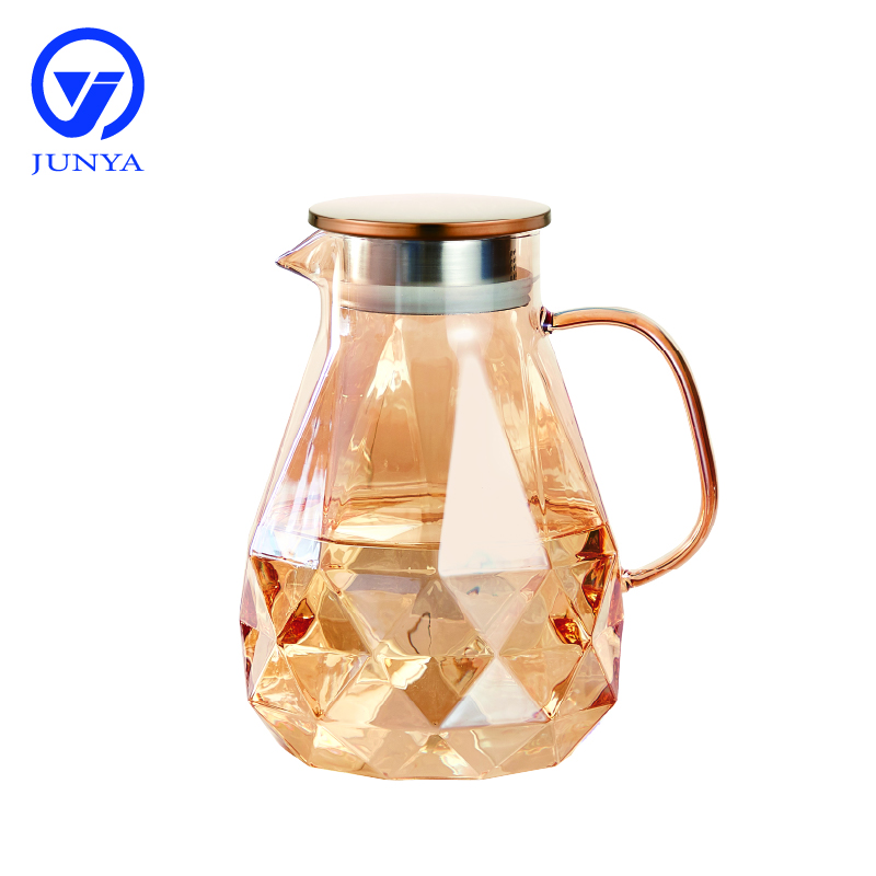 High-Borosilicate Glass Spot Pattern Water Jug with Electroplating