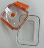 High-Borosilicate Glass Food Container with Orange Vacuum Lid Round Shape