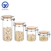 High-Borosilicate Glass Storage Jar with Bamboo Wood Lid And Steel Wire Buckle
