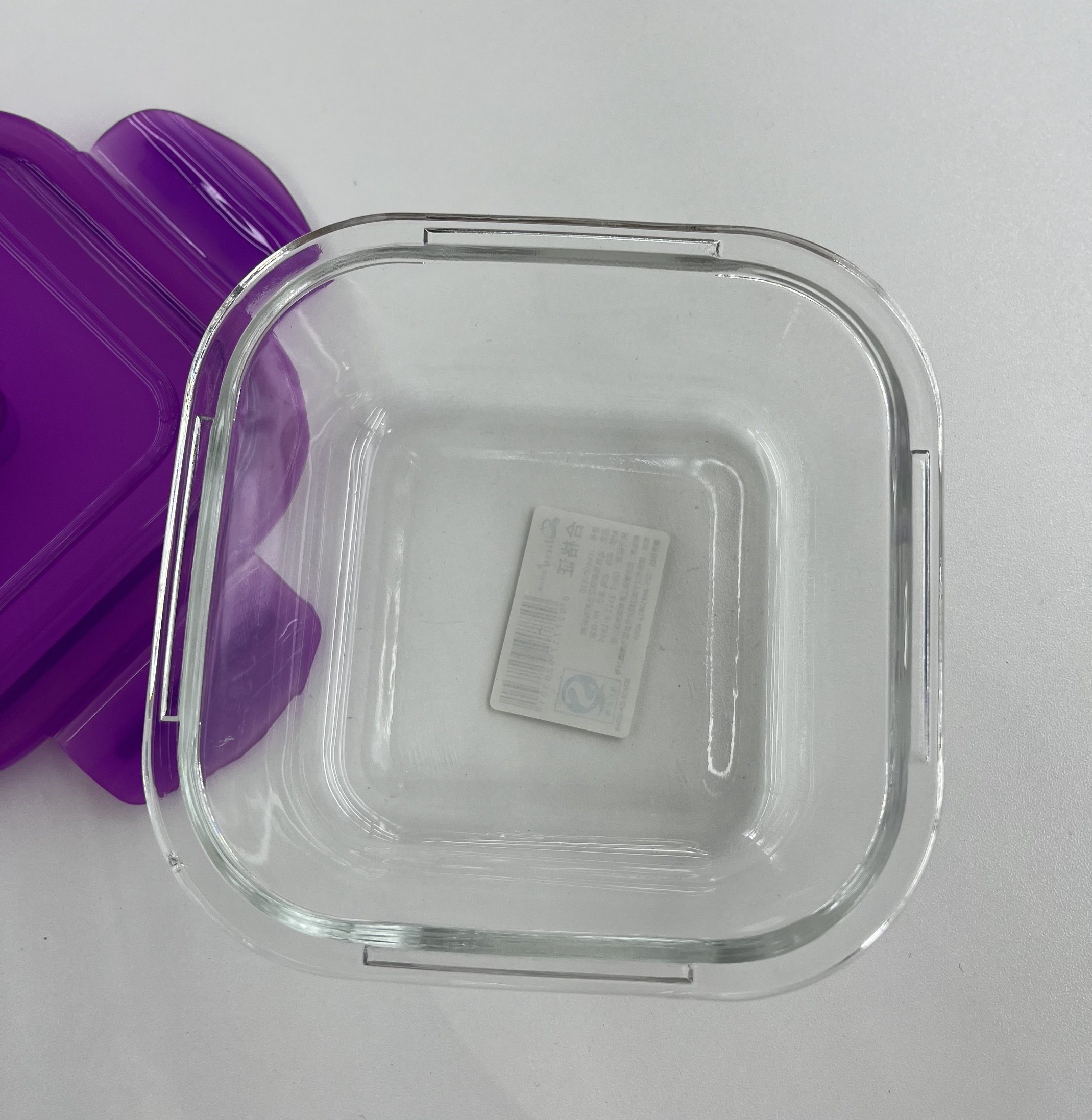 Square Glass Food Container with Plastic Valve Lid B