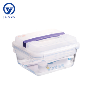 Large Size Glass Food Container with Handle of Plastic Top Cover