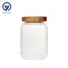 High-Borosilicate Glass Storage Jar with Bamboo Wood Lid Spot Pattern