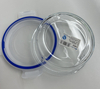 Round Glass Food Container with Four Lock Plastic Lid