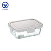 Rectangle Glass Food Container with Four Lock Plastic+Iron Lid