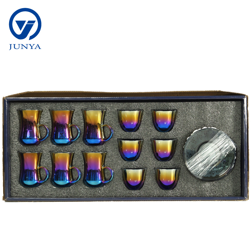 Modern Black Tea Mug Set Featuring Distinctive Glass Design