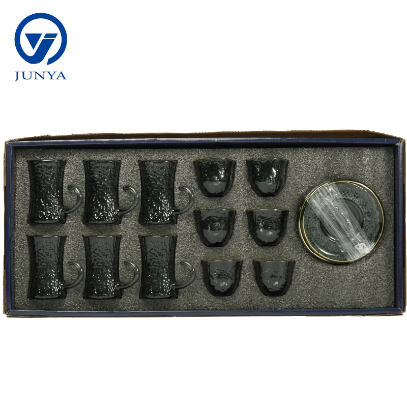 Elegant Modern Black Tea Mug Set with Unique Glass Design