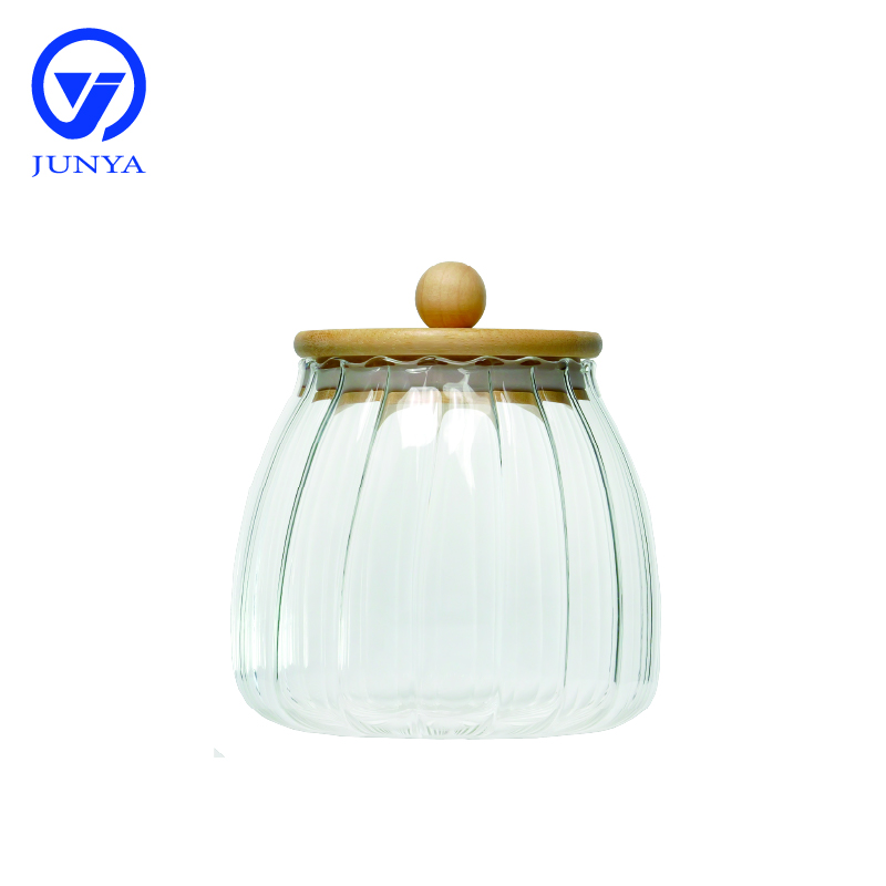 High-Borosilicate Glass Storage Jar with Bamboo Wood Ring Lid
