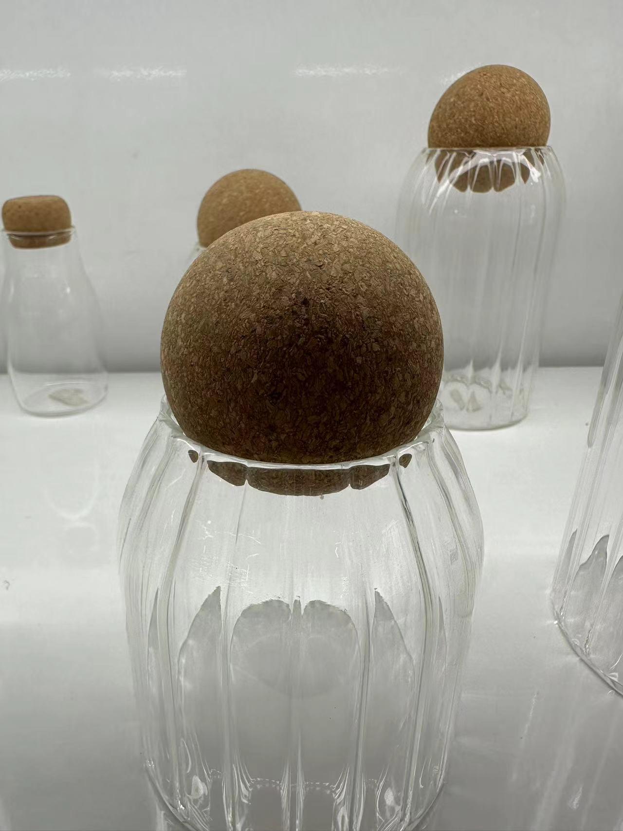High-Borosilicate Glass Storage Jar with Bamboo Wood Ball