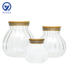 High-Borosilicate Glass Storage Jar with Bamboo Wood Lid Gourd Shape