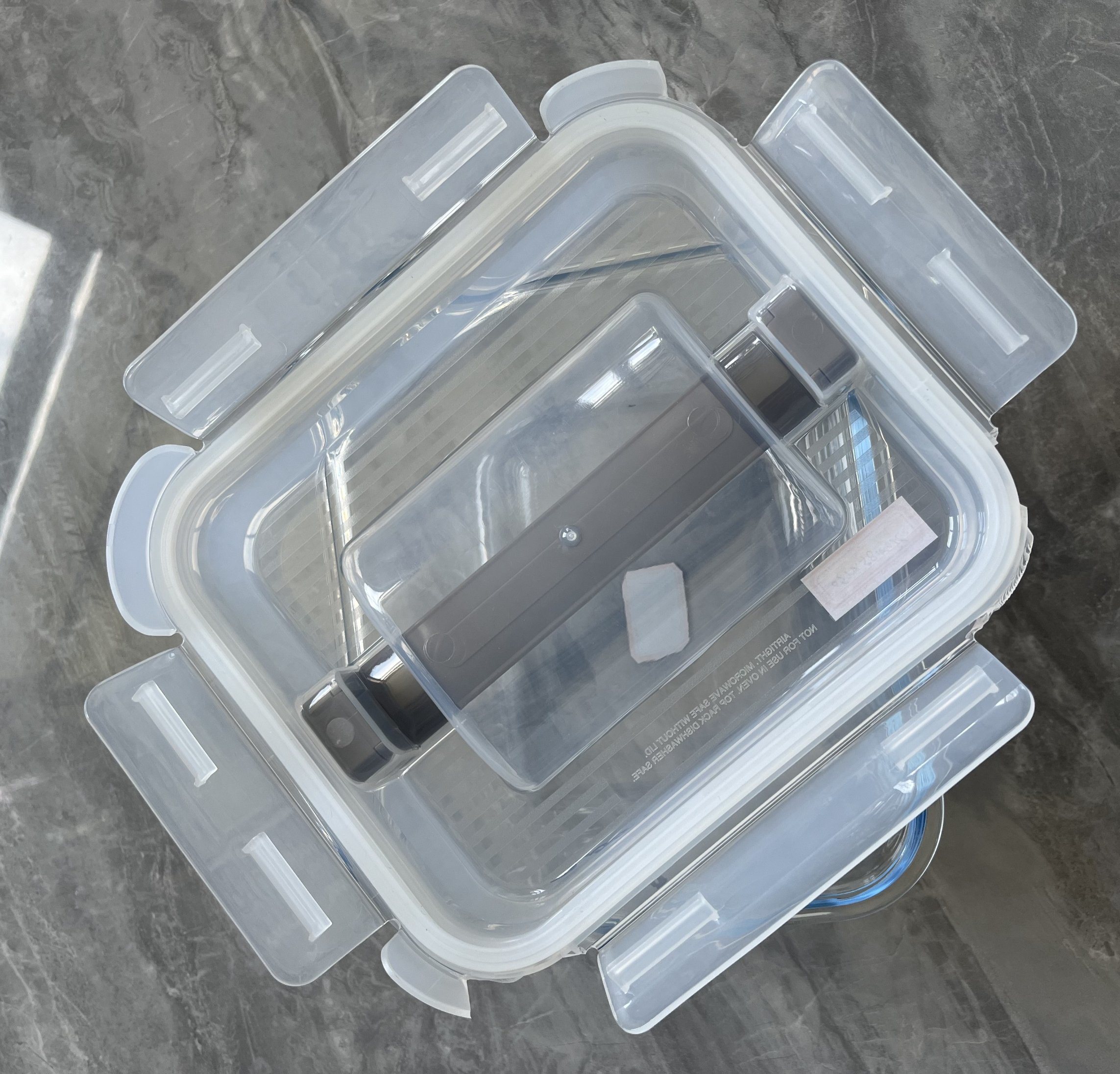Large Size Glass Food Container with Handle of Plastic Top Cover