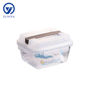 Large Size Glass Food Container with Handle of Plastic Top Cover
