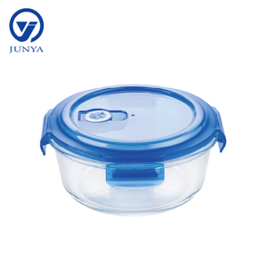 Round Glass Food Container with Plastic Valve Lid