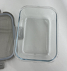 Rectangle Glass Food Container with Four Lock Plastic+Iron Lid