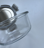 Round Glass Food Container with Four Lock Plastic+Iron Lid