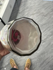 Glass Storage Jar with Red Plastic Lid Round Shape