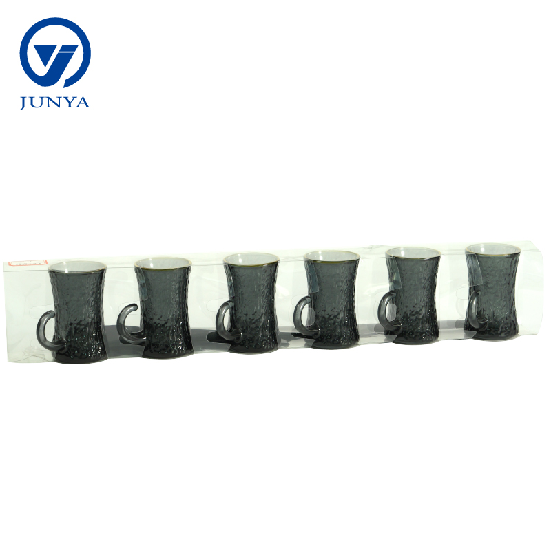 Modern Black Tea Mug Set Featuring Distinctive Glass Design