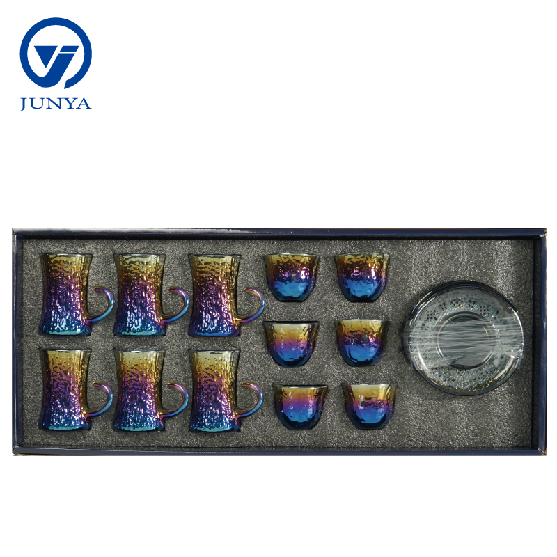 Elegant Modern Black Tea Mug Set with Unique Glass Design