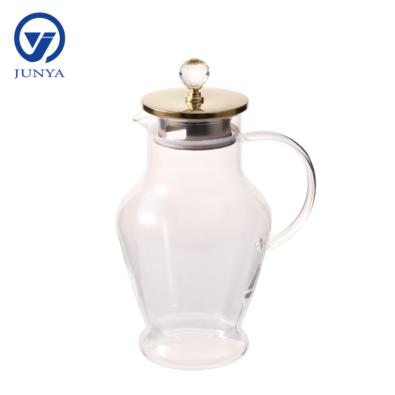 High-Borosilicate Glass Water&Tea Jug with Electroplating Calabash Shape