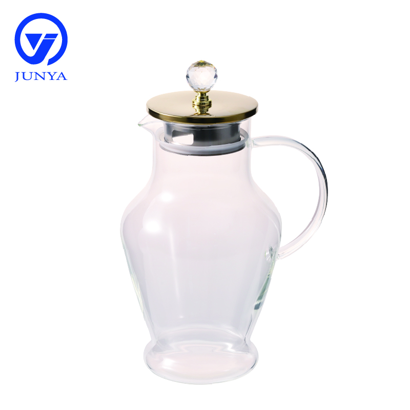 High-Borosilicate Glass Water&Tea Jug with Electroplating Calabash Shape