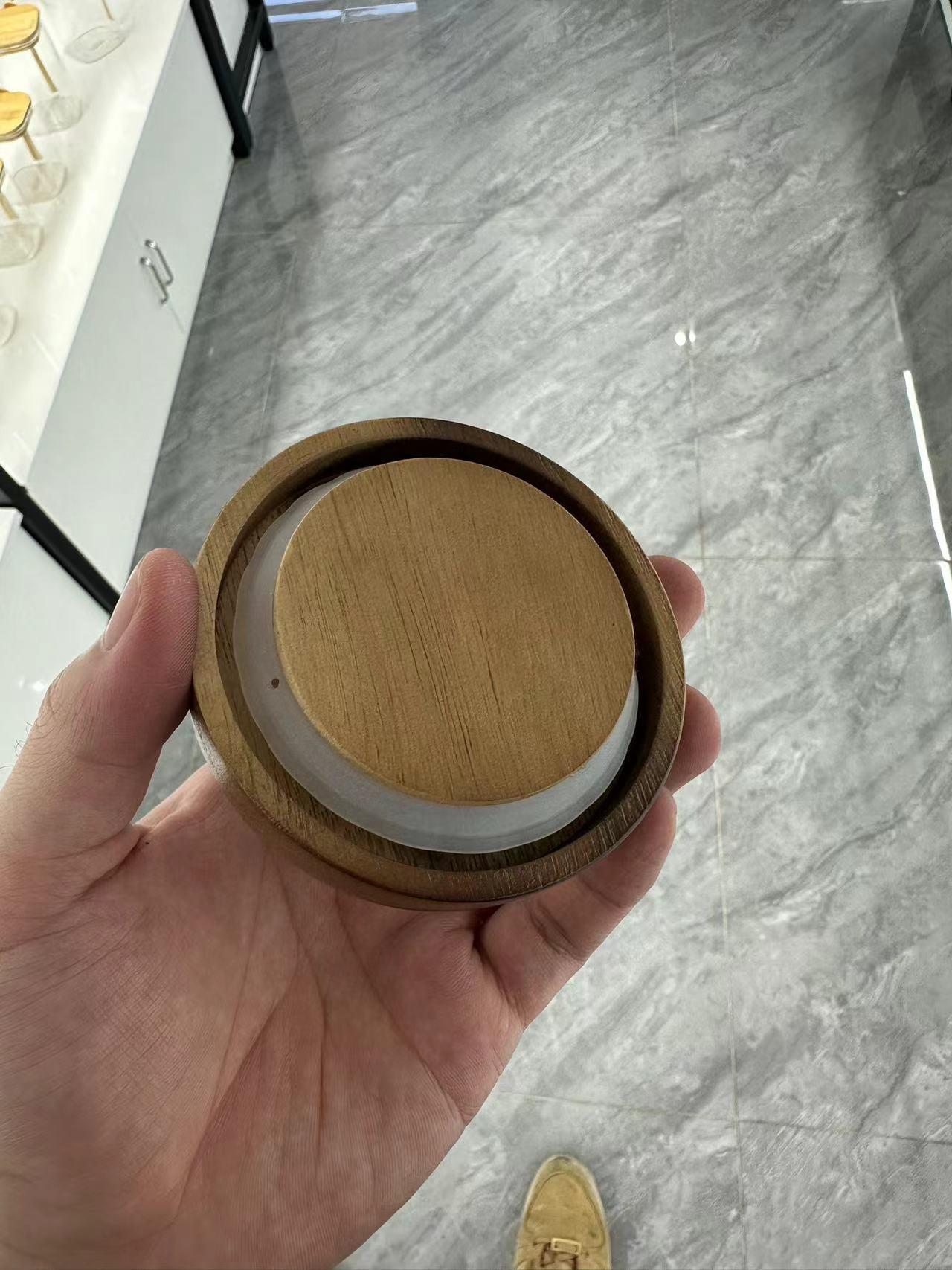 High-Borosilicate Glass Storage Jar with Bamboo Wood Lid Modern Shape
