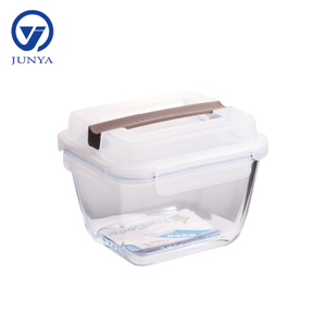 Large Size Glass Food Container with Handle of Plastic Top Cover
