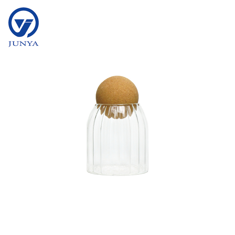 High-Borosilicate Glass Storage Jar with Bamboo Wood Ball