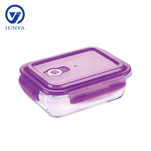 Rectangle Glass Food Container with Plastic Valve Lid