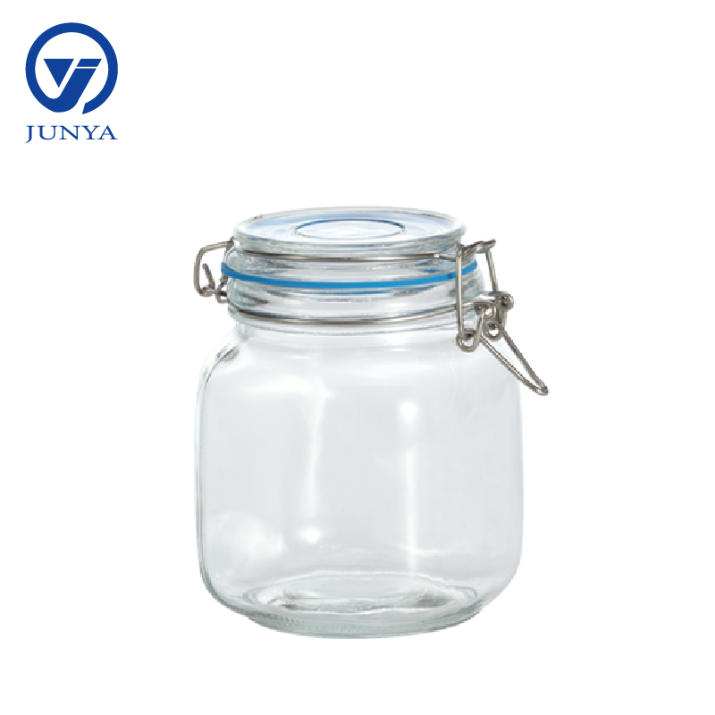 Glass Jar Square Shape with Steel Wire Buckle