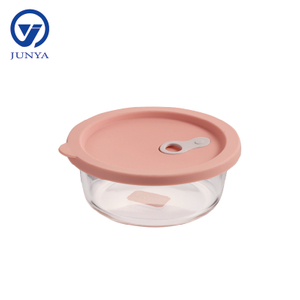 Round Glass Food Container with Silicon Lid