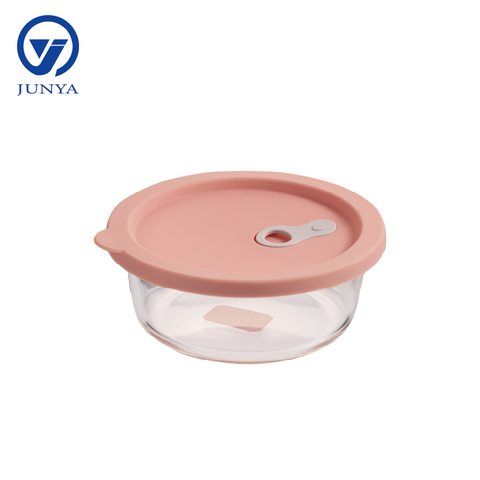 Round Glass Food Container with Silicon Lid