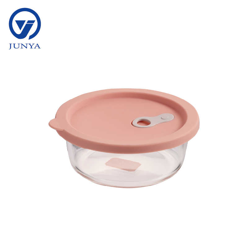 Round Glass Food Container with Silicon Lid