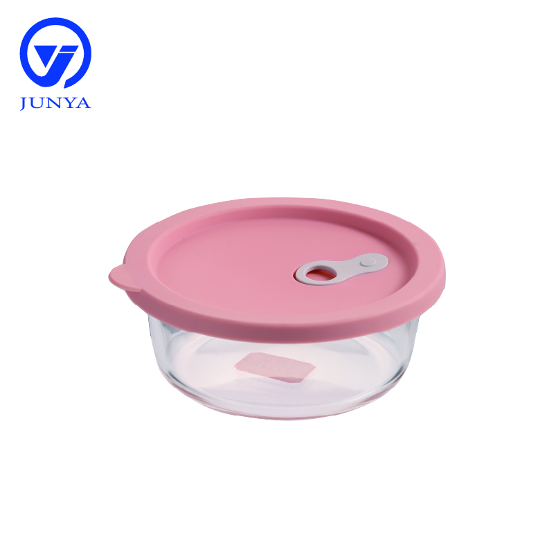 Round Glass Food Container with Silicon Lid