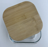 High-Borosilicate Glass Food Container with Bamboo Wood Lid Square Shape