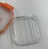 High-Borosilicate Glass Food Container with Orange Vacuum Lid Square Shape