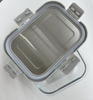 Rectangle Glass Food Container with Four Lock Plastic+Iron Lid