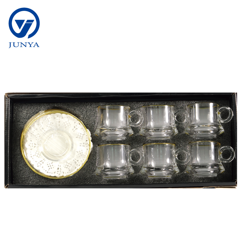Glass Black Tea Mug Gift Set with Amber Color