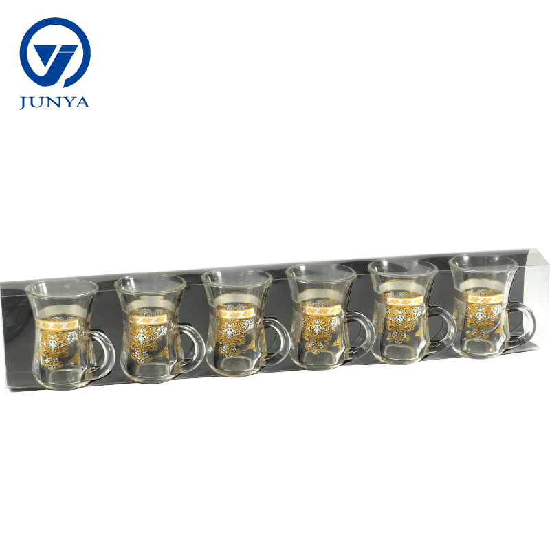 Delicate Glass Black Tea Mug Gift Set with Unique Design Pattern