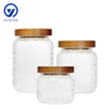 High-Borosilicate Glass Storage Jar with Bamboo Wood Lid Spot Pattern