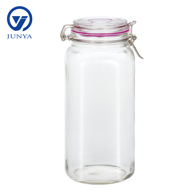 Glass Jar Square Shape with Steel Wire Buckle