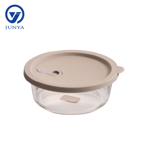 Round Glass Food Container with Silicon Lid