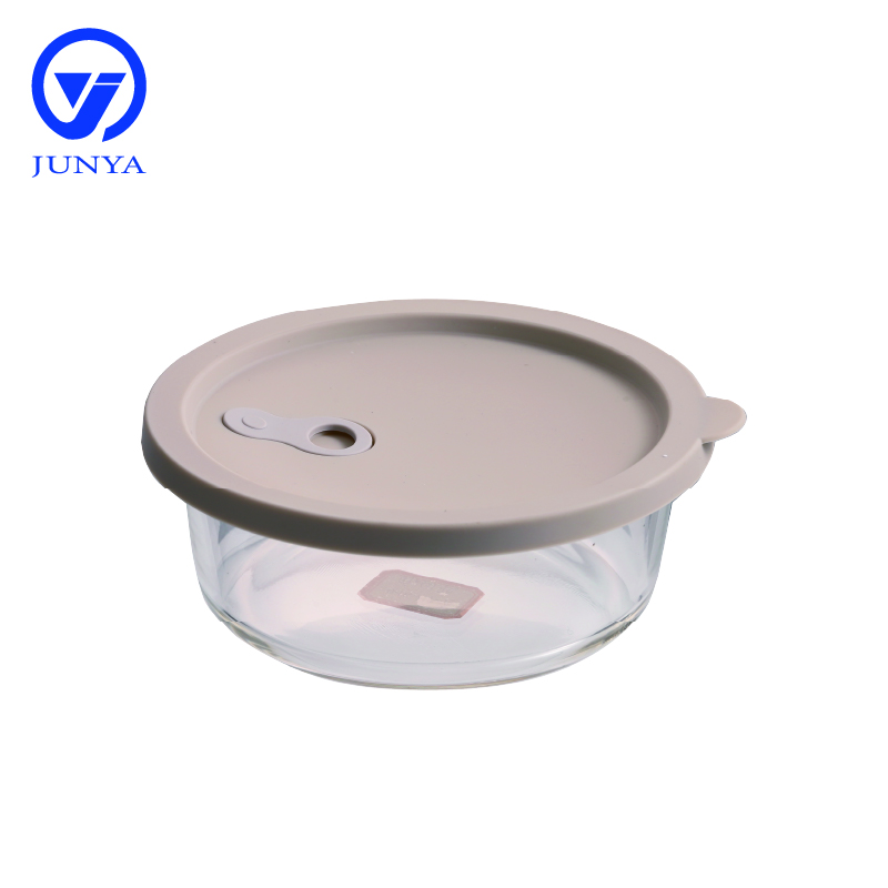 Round Glass Food Container with Silicon Lid