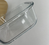 High-Borosilicate Glass Food Container with Bamboo Wood Lid Square Shape