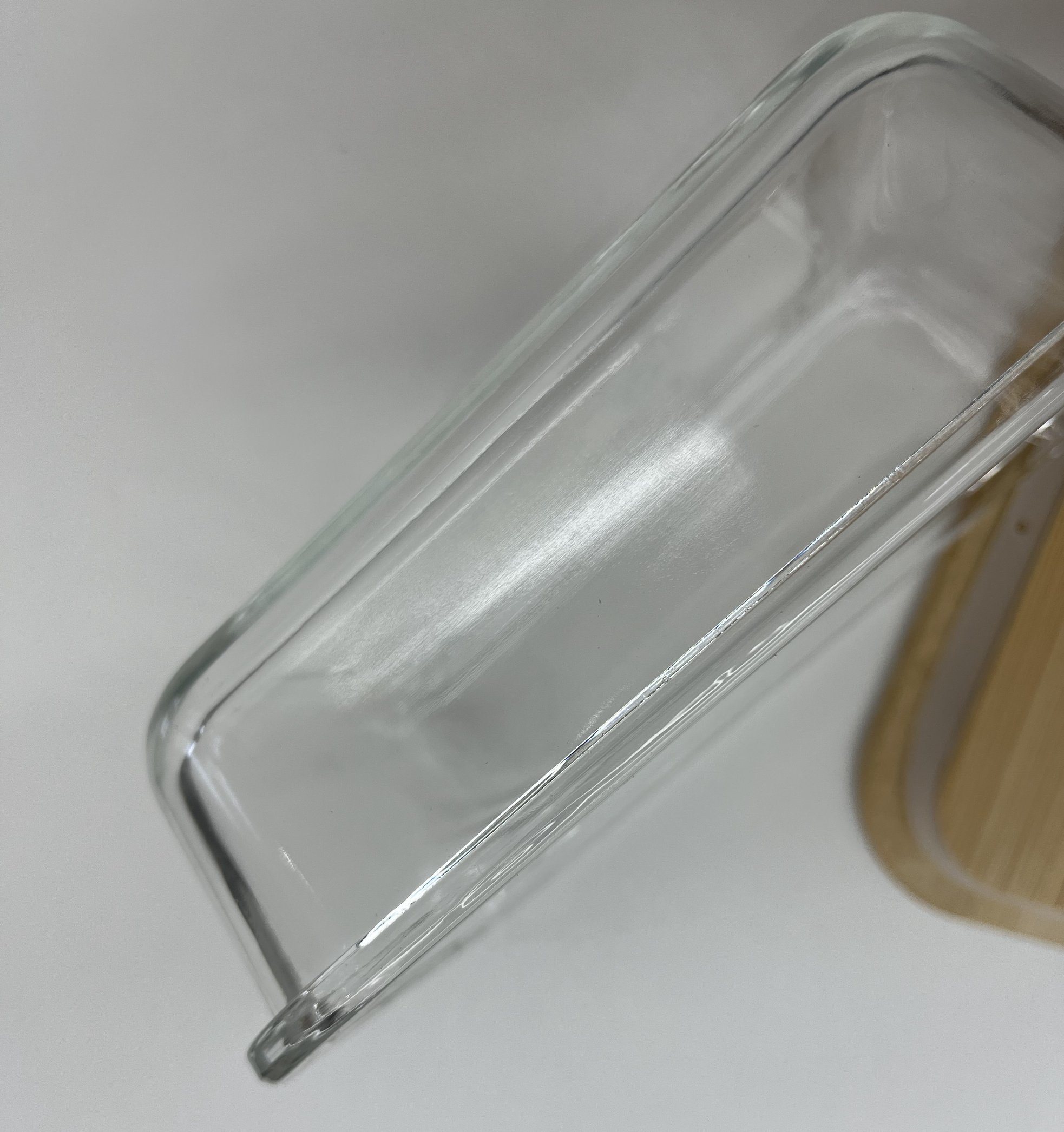 High-Borosilicate Glass Food Container with Bamboo Wood Lid Rectangle Shape