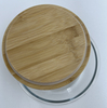 Round Glass Food Container with Bamboo Wood Lid Indentation